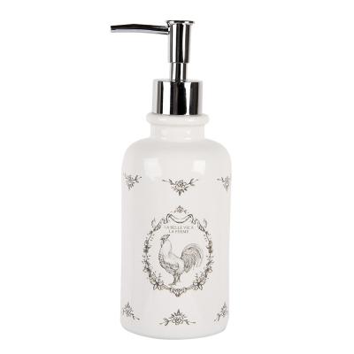 Soap Dispenser White Ceramic Rooster Soap Pump