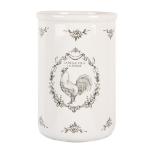 Toothbrush Holder White Ceramic Rooster