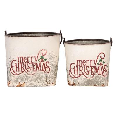 Decorative Bucket Set of White Metal