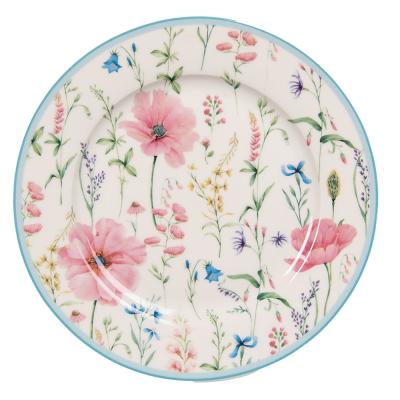 Breakfast Plate White Pink Porcelain Flowers Plate