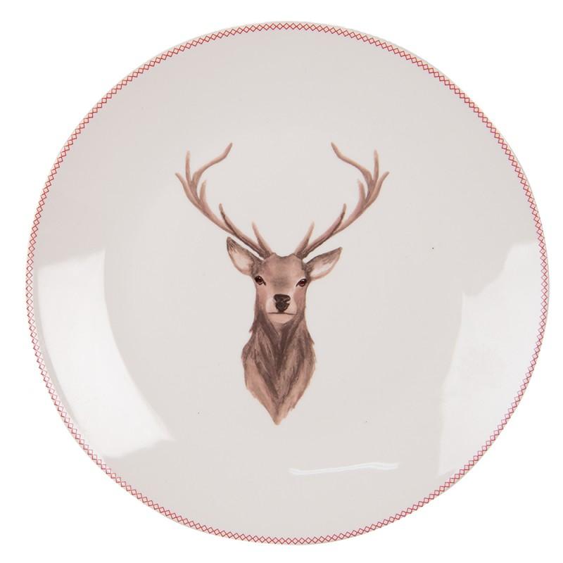 Breakfast Plate Beige Brown Porcelain Deer Plate