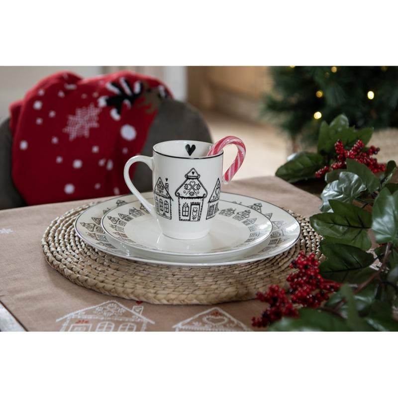 Breakfast Plate Beige Porcelain Gingerbread house
