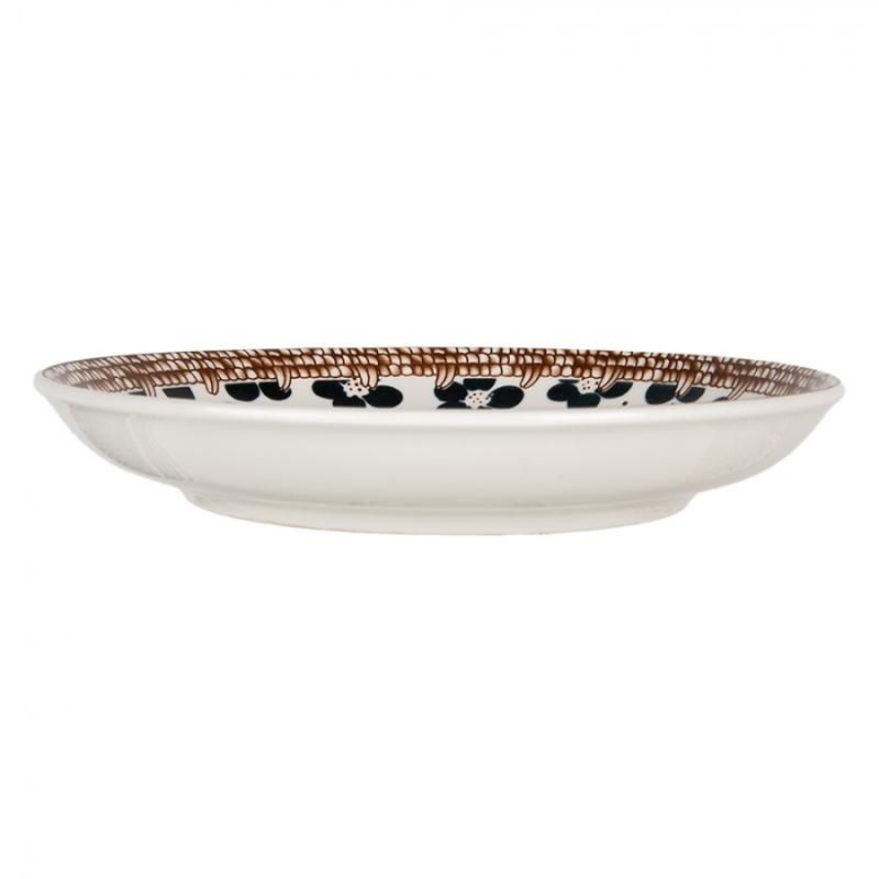 Breakfast Plate White Black Ceramic