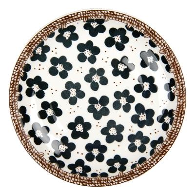 Breakfast Plate White Black Ceramic