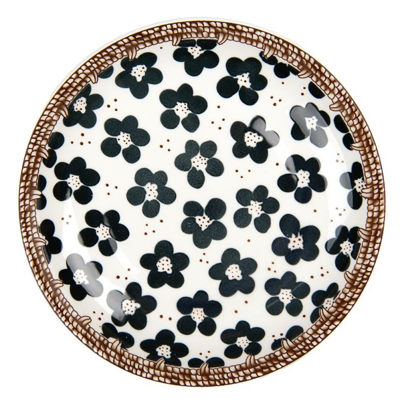 Breakfast Plate White Black Ceramic