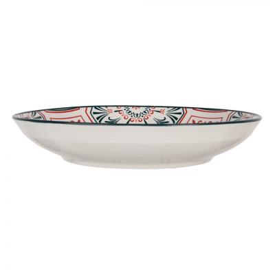 Breakfast Plate White Red Ceramic