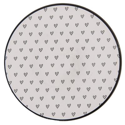 Charger Plate White Black Plastic Hearts