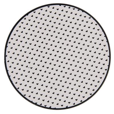 Charger Plate White Black Plastic Hearts