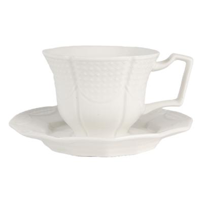 Cup and Saucer White Ceramic
