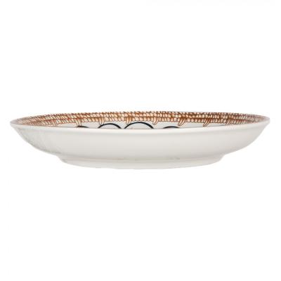 Breakfast Plate White Brown Ceramic