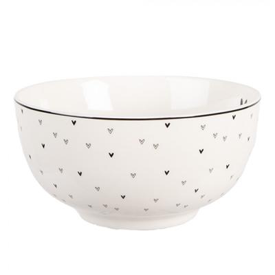 Soup Bowl White Porcelain Hearts