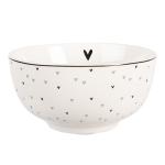 Soup Bowl White Porcelain Hearts