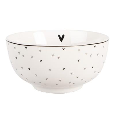 Soup Bowl White Porcelain Hearts