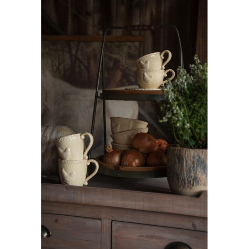 Beige Keramik Huhn Servierschüssel