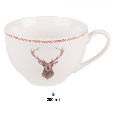 Cup and Saucer Beige Porcelain Deer Tableware