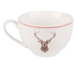 Cup and Saucer Beige Porcelain Deer Tableware
