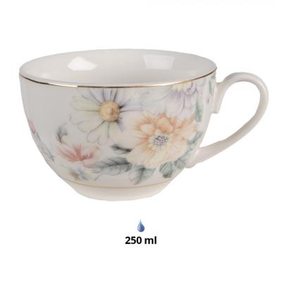 Cup and Saucer Pink White Porcelain Flowers Tableware