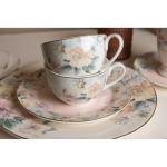 Cup and Saucer Pink White Porcelain Flowers Tableware