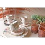 Cup and Saucer Pink White Porcelain Flowers Tableware