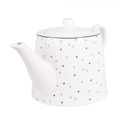 Teapot 1000 ml White Porcelain Hearts