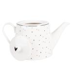 Teapot 1000 ml White Porcelain Hearts