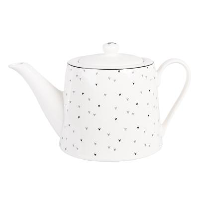 Teapot 1000 ml White Porcelain Hearts