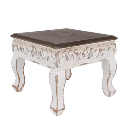 Side Table White Brown Wood
