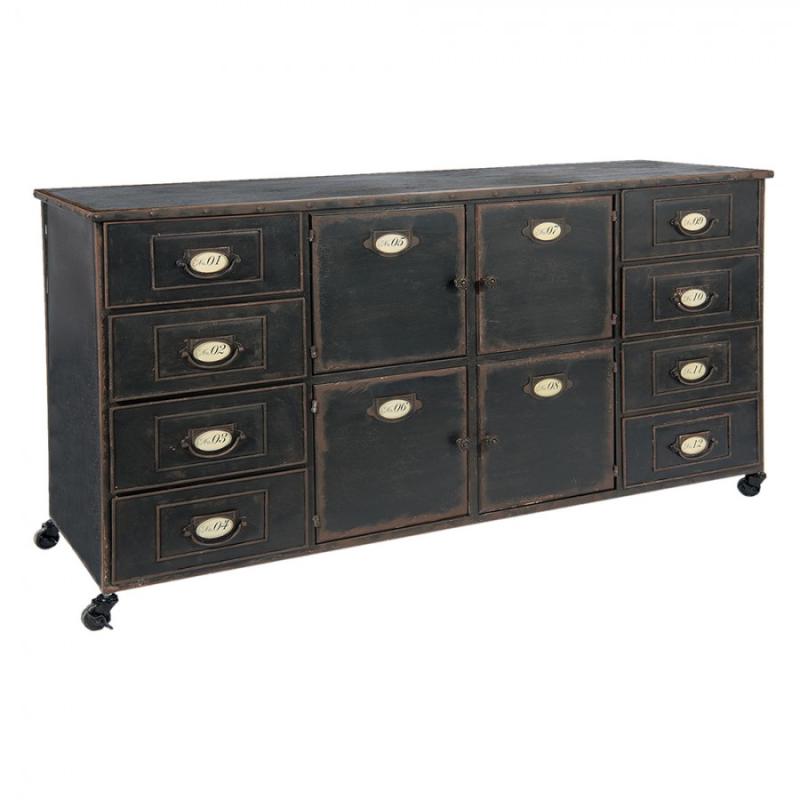 Chest of Drawers Brown Iron Pedestal Cupboard