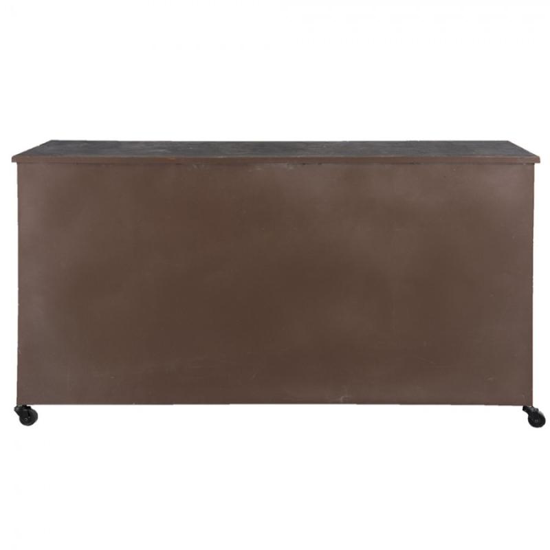 Chest of Drawers Brown Iron Pedestal Cupboard