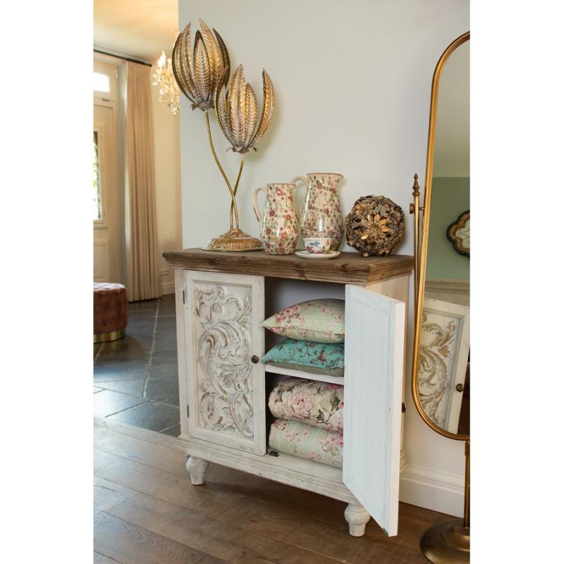 Dresser White Brown Wood Wall Cabinet