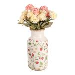 Vase Ø 14x26 cm Beige Red Ceramic Strawberries