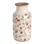 Vase Ø 14x26 cm Beige Red Ceramic Strawberries