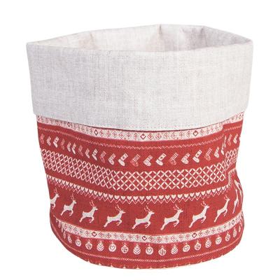 Bread Basket Red Cotton Deer