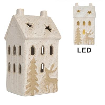 Decorative House with LED Beige Ceramic