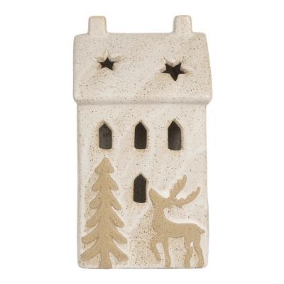 Decorative House with LED Beige Ceramic