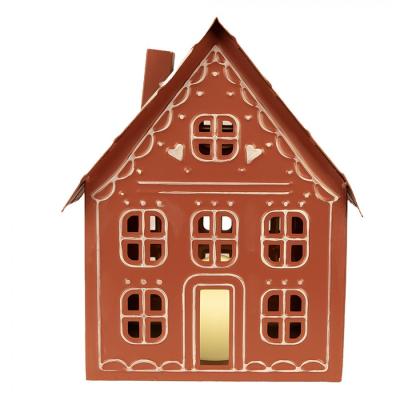 Decorative House with LED Brown Metal