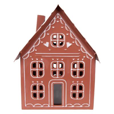 Decorative House with LED Brown Metal
