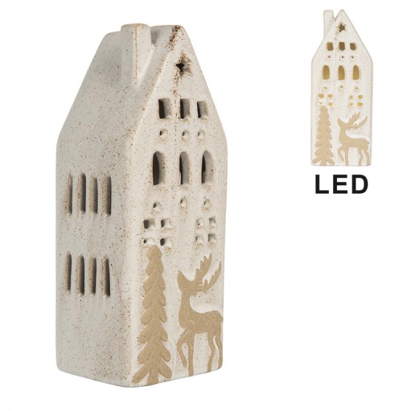 Decorative House with LED Beige Ceramic