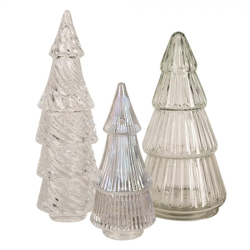 Glass Jar Christmas Tree Transparent Glass Storage Jar Lid
