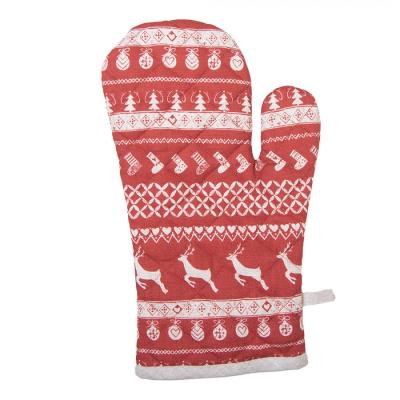 Oven Mitt Red Cotton Deer