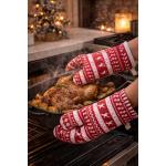 Oven Mitt Red Cotton Deer