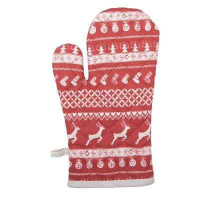 Oven Mitt Red Cotton Deer