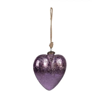 Christmas Bauble Heart Purple Glass Christmas Tree Decorations