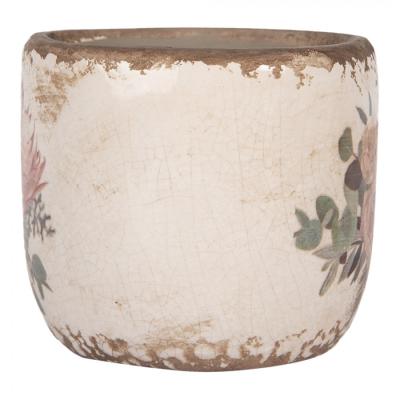 Planter Beige Ceramic Flowers