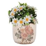 Planter Beige Ceramic Flowers