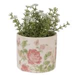 Planter Beige Pink Ceramic Flowers Indoor Planter