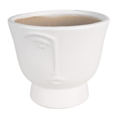 Planter White Ceramic Face Indoor Planter