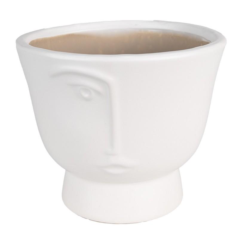 Planter White Ceramic Face Indoor Planter