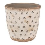 Planter Beige Black Ceramic Hearts Indoor Planter