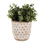 Planter Beige Black Ceramic Hearts Indoor Planter